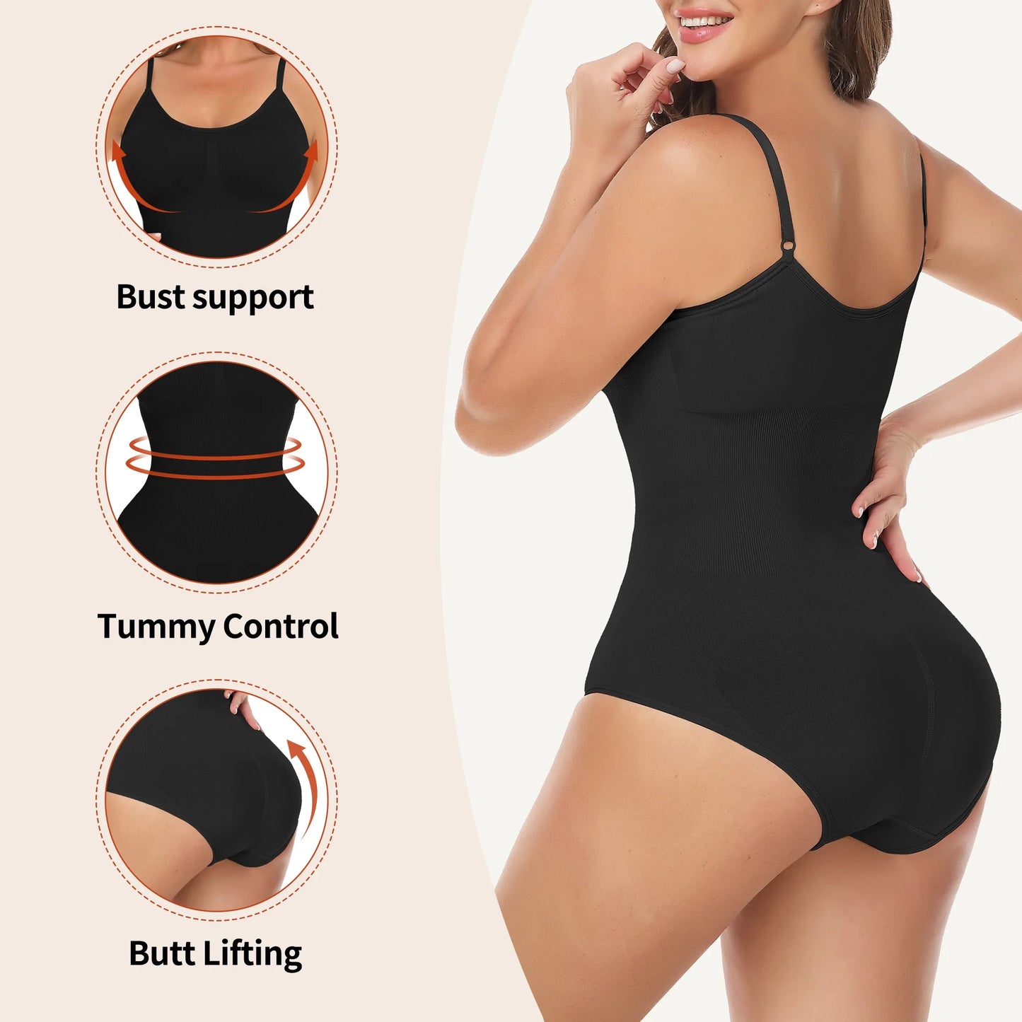 Shapewear Bodysuit for Women Tummy Control Body Shaper Seamless Body Suit Sleeveless Going Out Tops