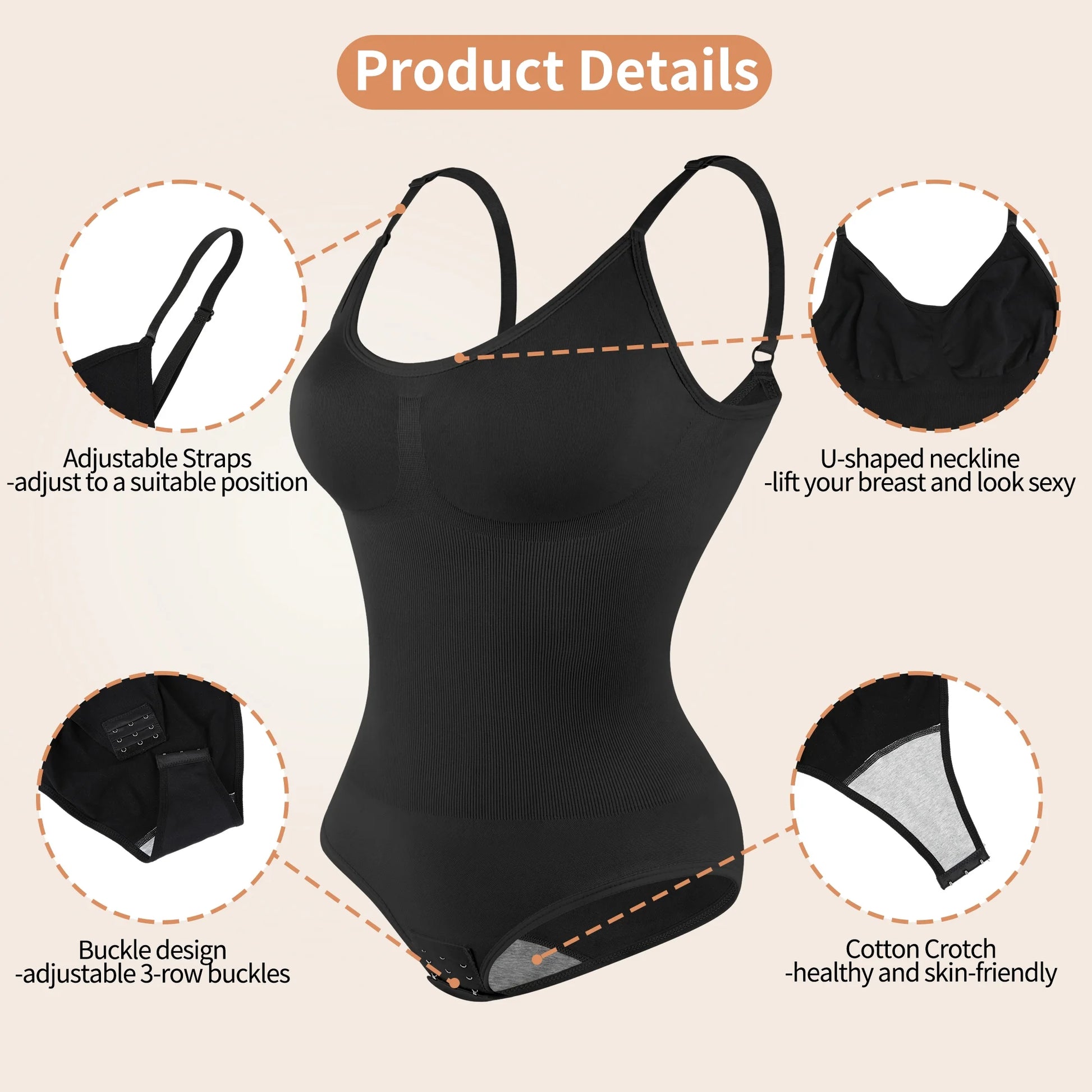 Shapewear Bodysuit for Women Tummy Control Body Shaper Seamless Body Suit Sleeveless Going Out Tops
